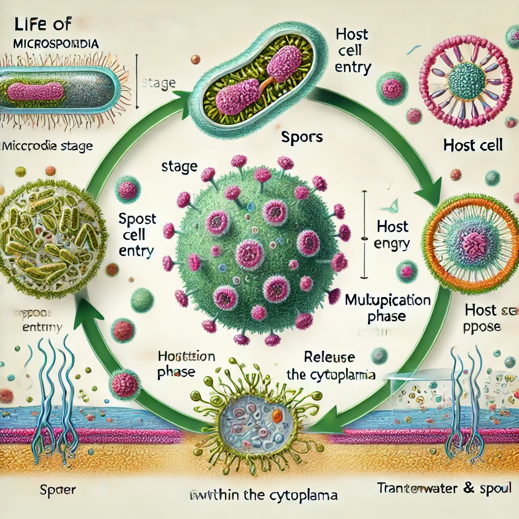 how does microsporidia lie to travel