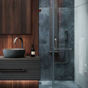 bathroom with bathtub and shower with a big sink